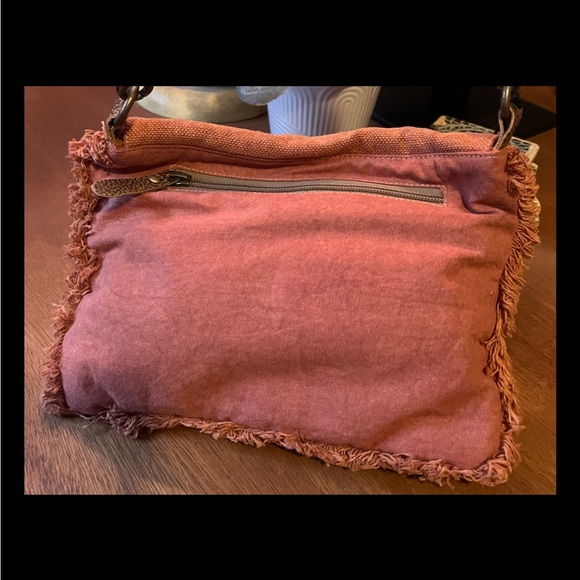 MYRA BAG Desert Trail Small Crossbody Bag Boho Fringe Rose Blue - Picture 4 of 9